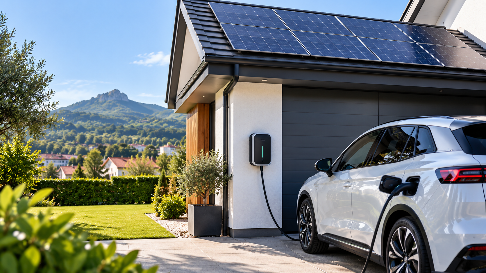 Cargador para coche eléctrico en vivienda con placas solares fotovoltaicas